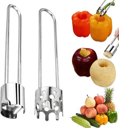 2 herramientas acero inox para descorazonar manzana y piña
