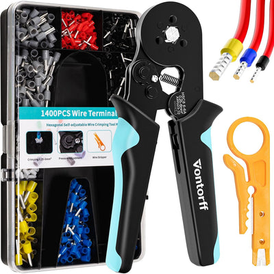 Kit crimpadora virolas 1400 terminales AWG 23-10