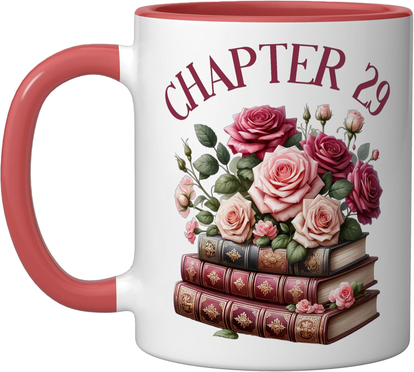 Taza cerámica para amantes de libros románticos mujer rojo/blanco