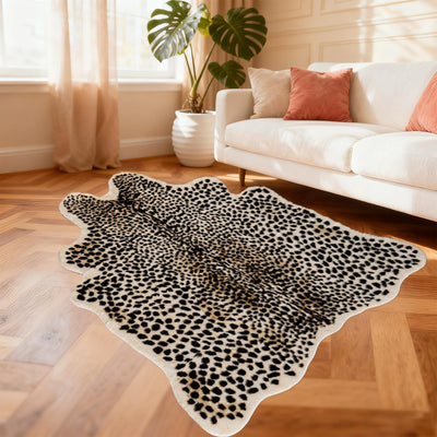 Alfombra estampado guepardo 4.6x5.5pulg piel vacuno sala dormitorio