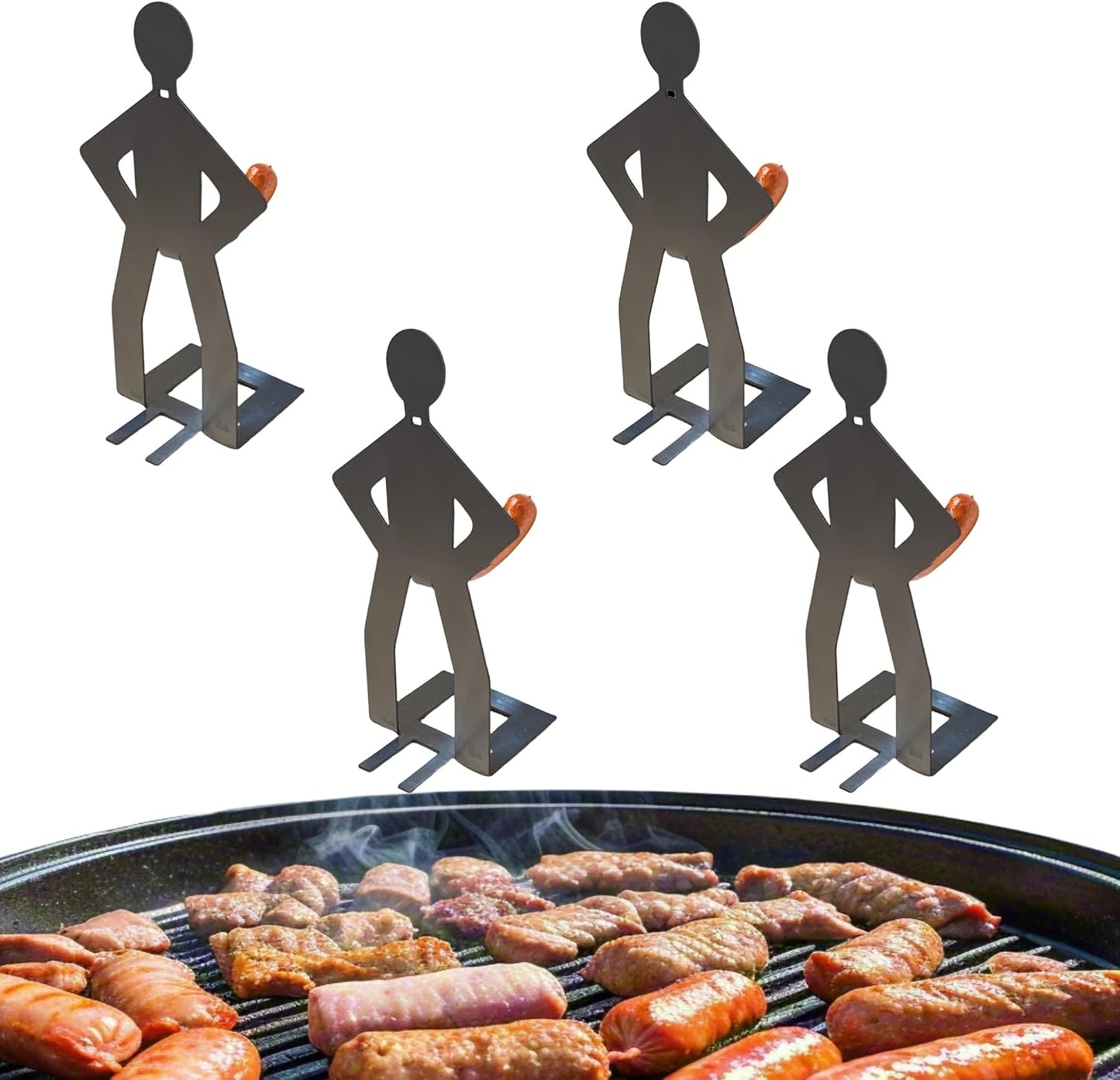 4 Soportes Acero Inox para Barbacoa Perros Calientes