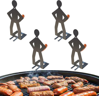 4 Soportes Acero Inox para Barbacoa Perros Calientes