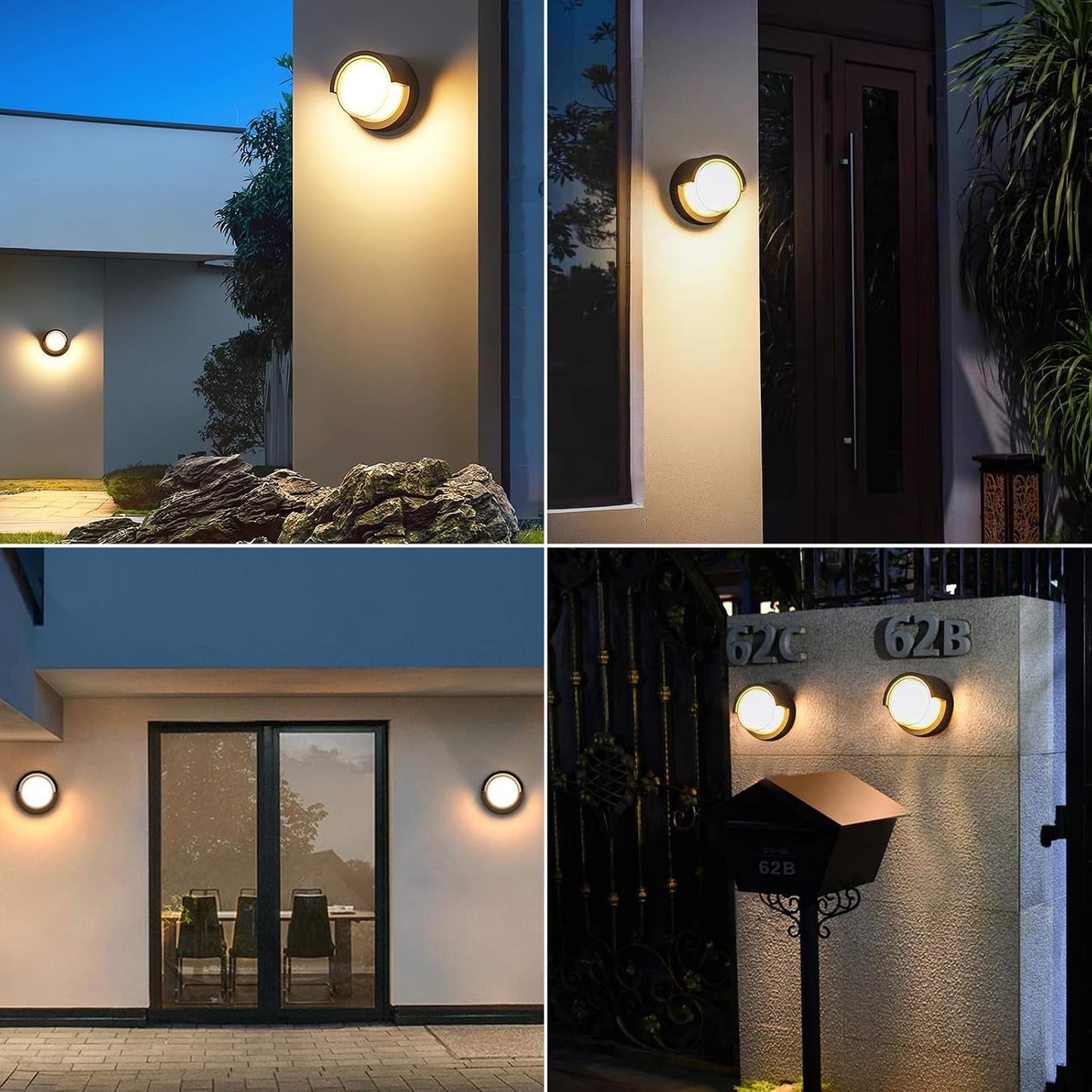 Aplique pared exterior LED redondo 6pulg aluminio negro 1200lm 3CCT