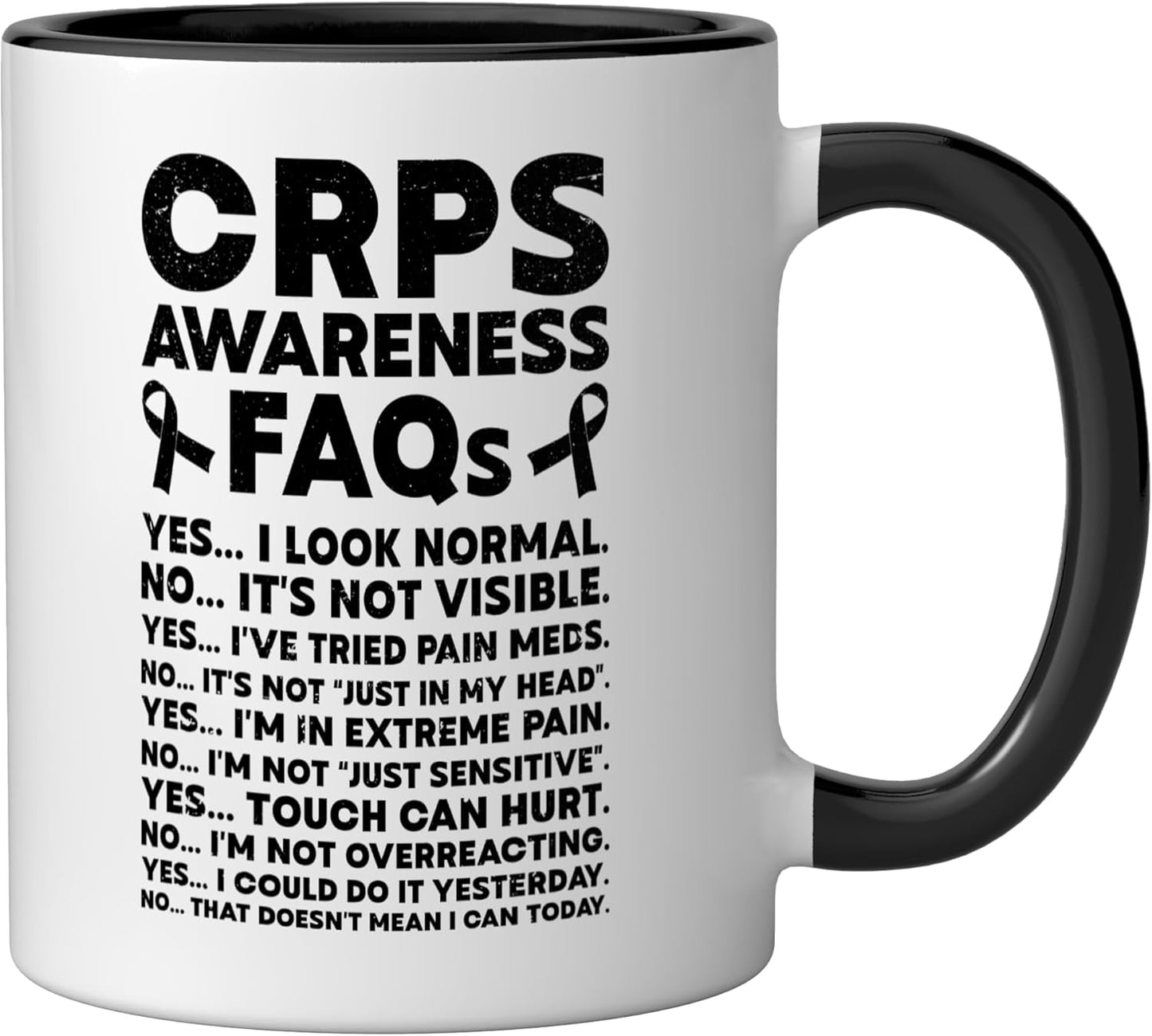 Taza cerámica RSD CRPS Awareness Warrior negra/blanca