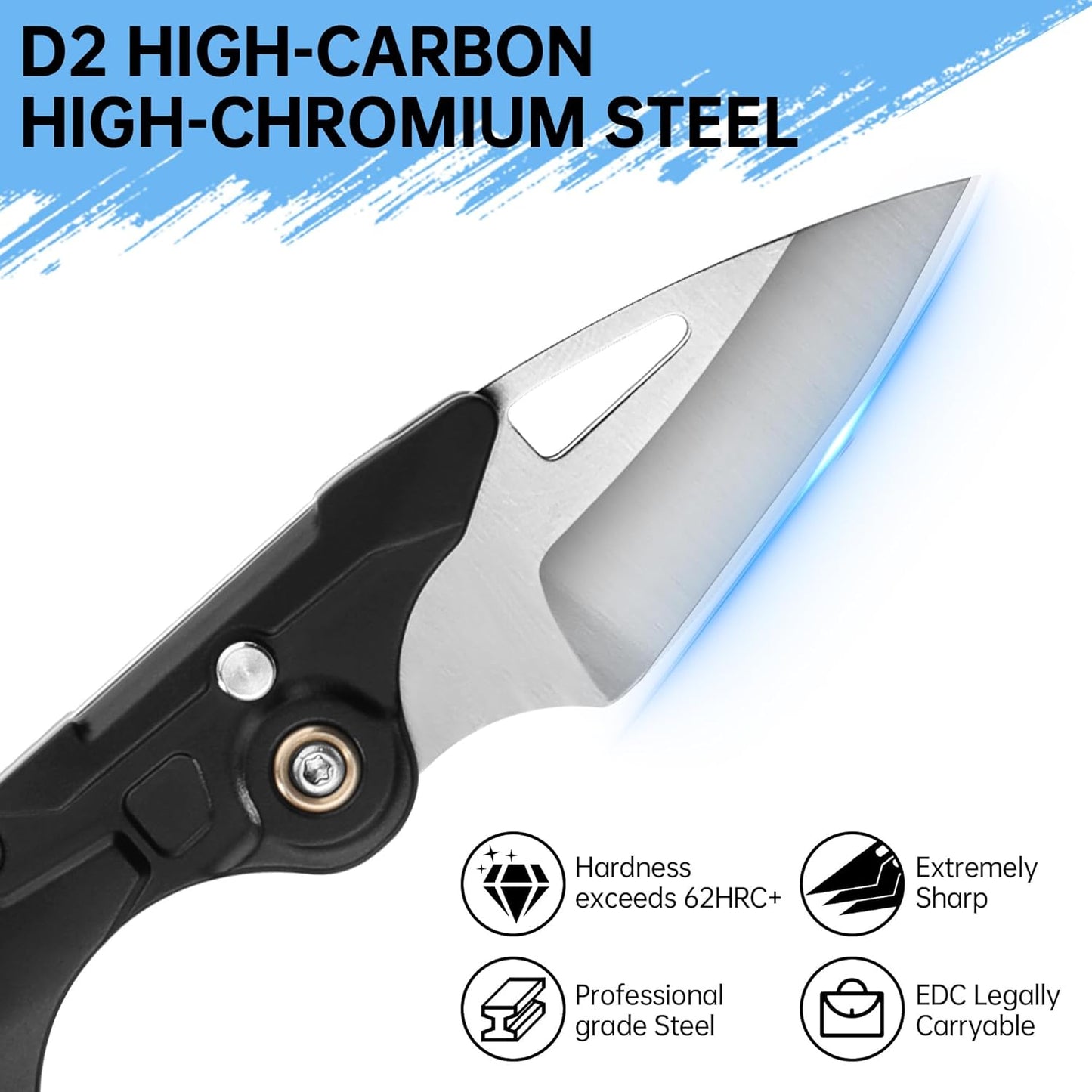 Cuchillo plegable EDC 1.98pulg bloqueo botón hoja 5CR15