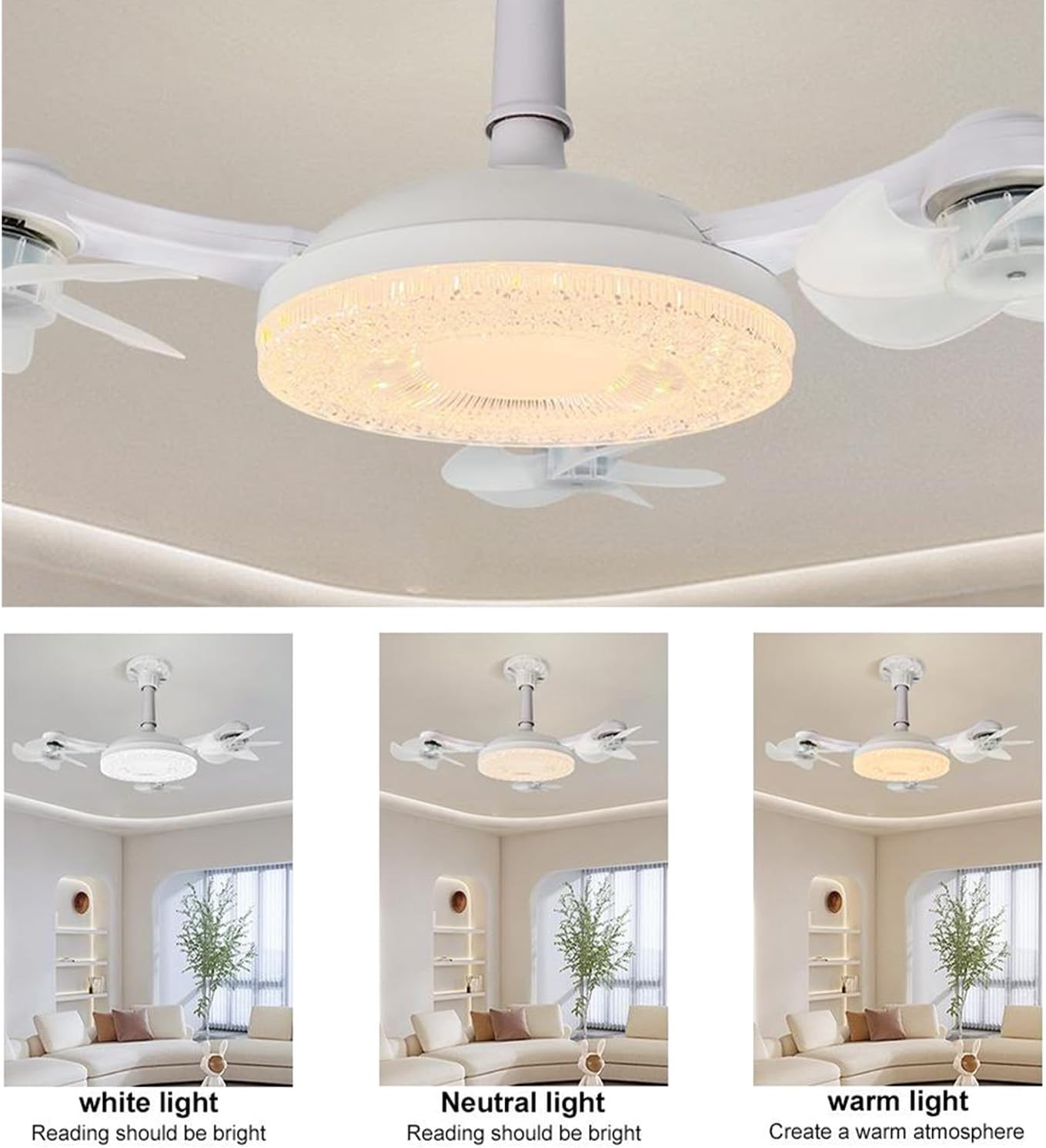 Ventilador techo con luz 3 modos 3000K-6500K control remoto