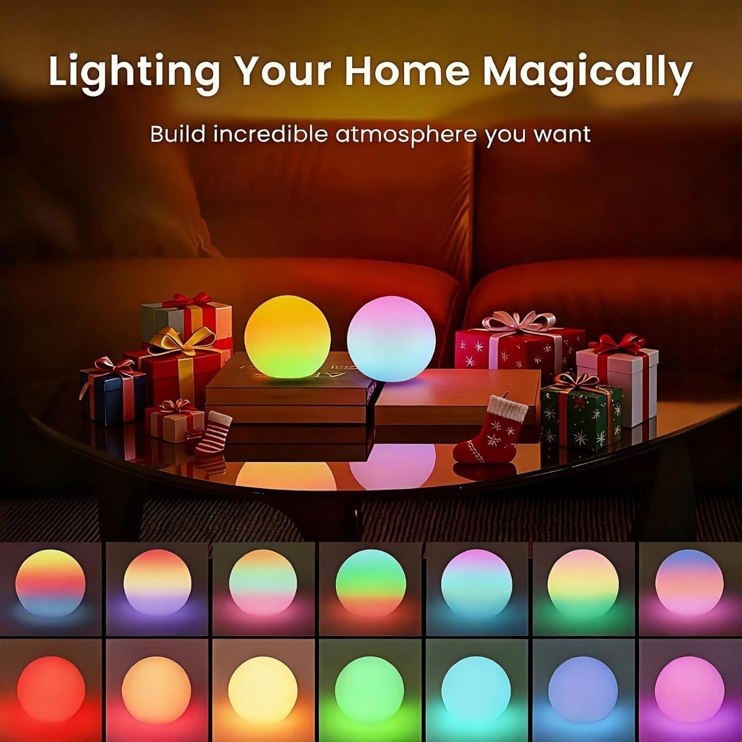 Luz LED recargable esfera 3pulg 16 colores RGB IP65