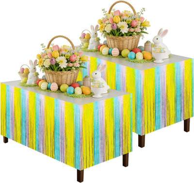 2 Faldas Mesa Pascua Flecos Aluminio 30x108pulg Funda Arcoíris
