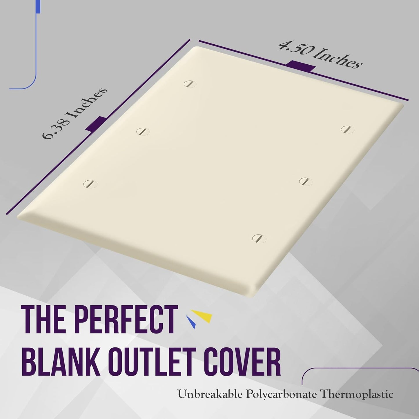 Placa pared triple blanco cubierta toma corriente 4.5x6.38pulg