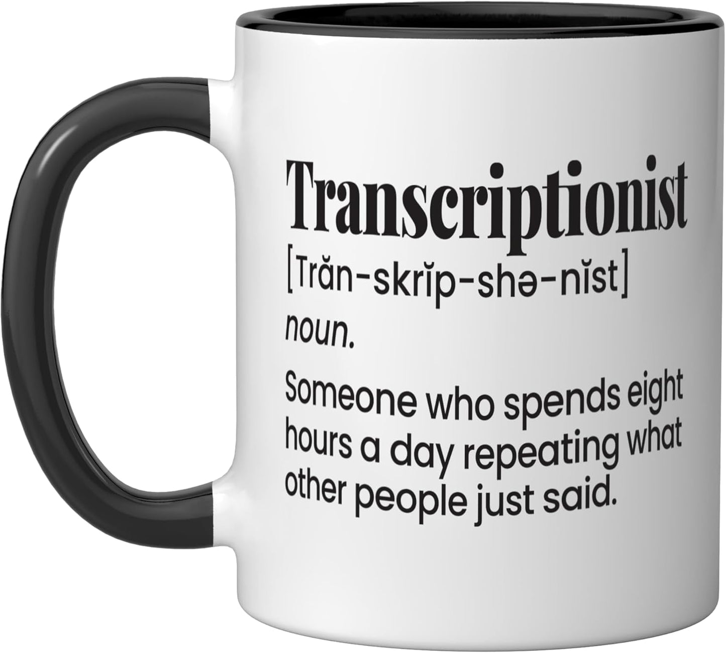Taza de cerámica para transcriptor humorístico definición de tipista negra/blanca
