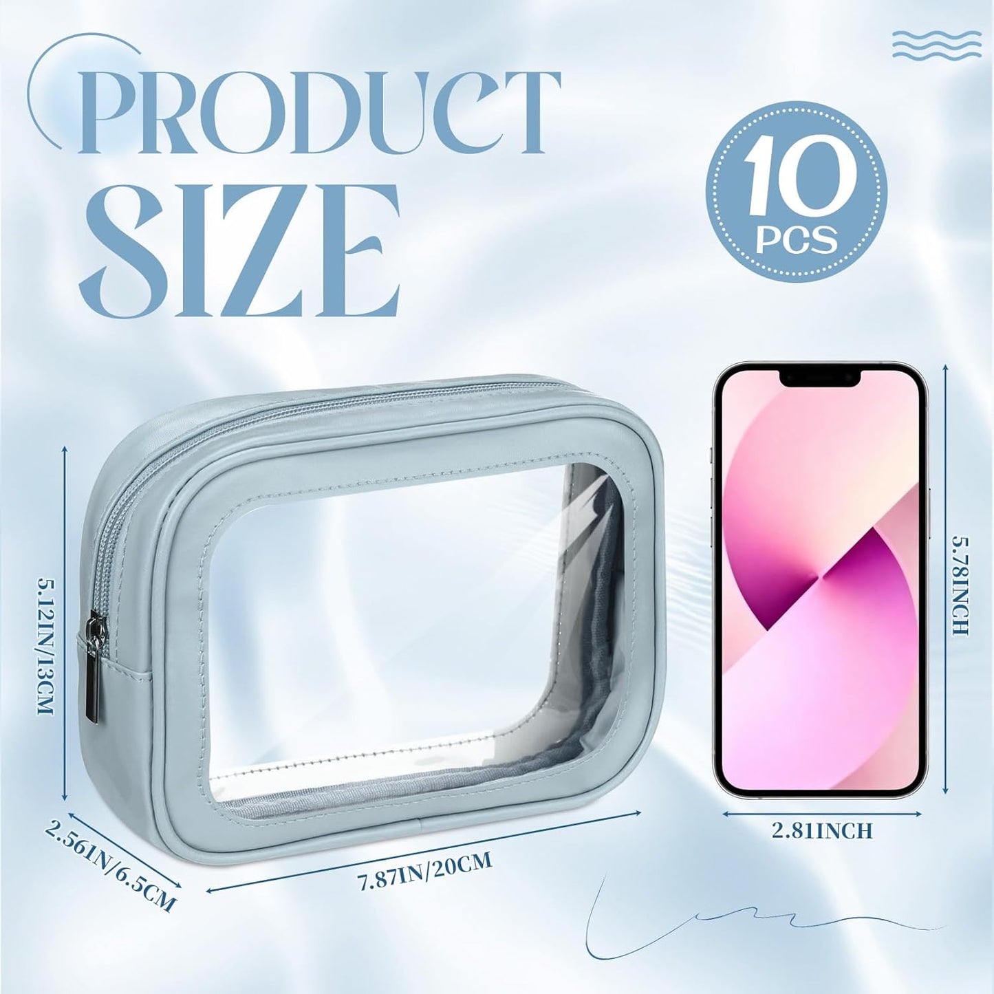 10 bolsas maquillaje transparente TSA aprobadas con cremallera