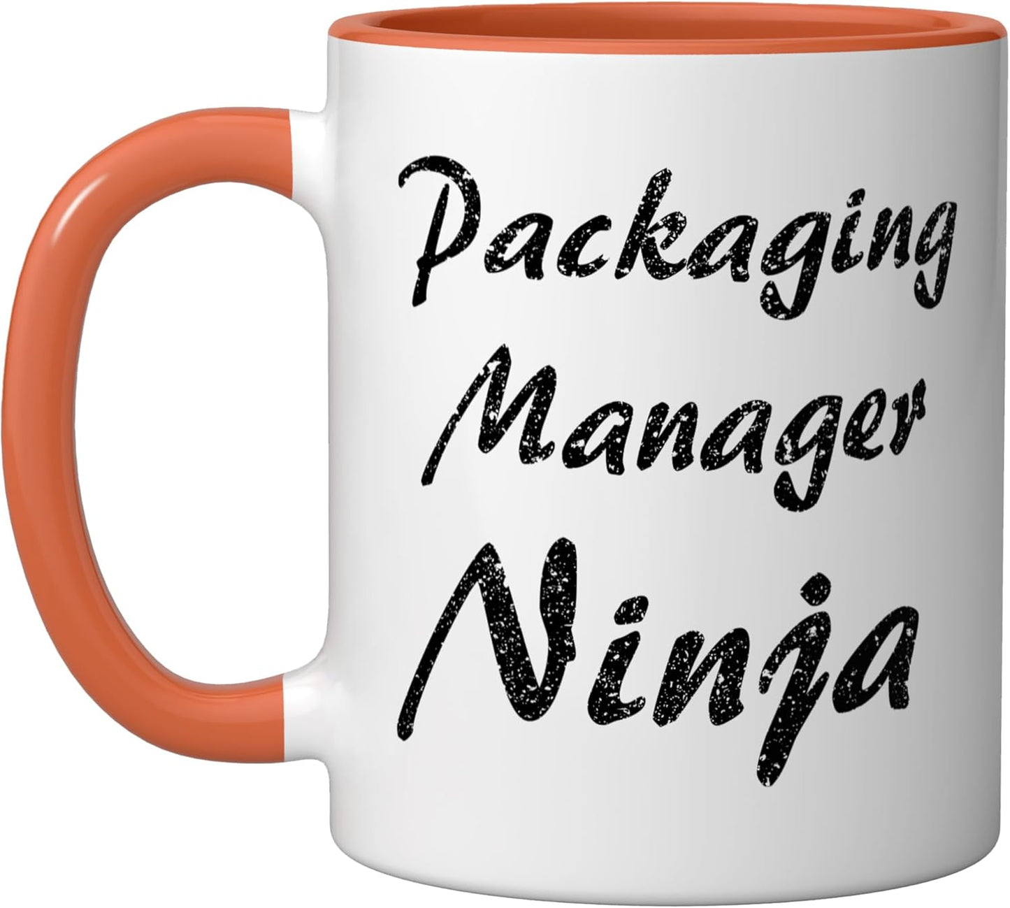Taza cerámica diseño trabajo color naranja/blanco