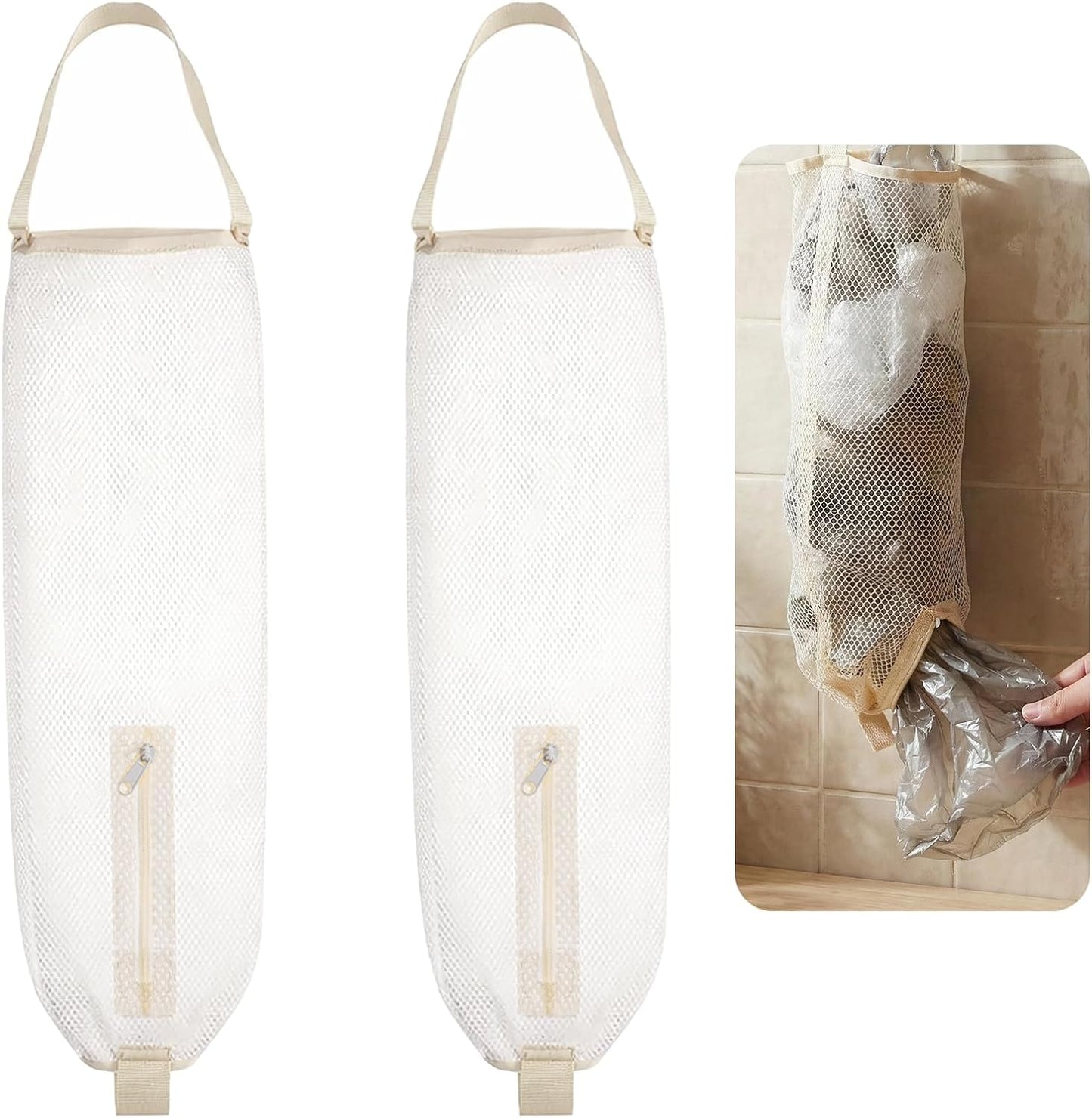 2 Pzas Soporte Malla para Bolsas Comestibles Reutilizables Blancas