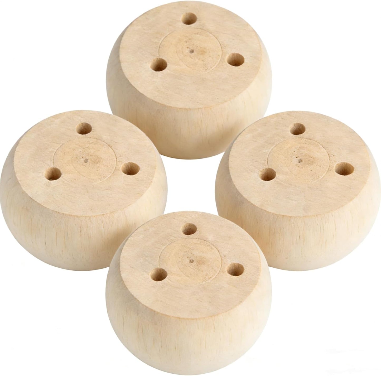 Set 4 Patas Mueble Redondas Madera Maciza Sin Pintar