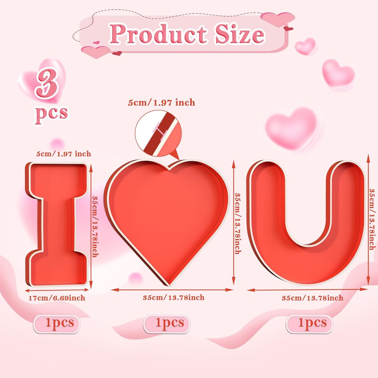 Cartón rojo corazón San Valentín 13.78pulg rellenable