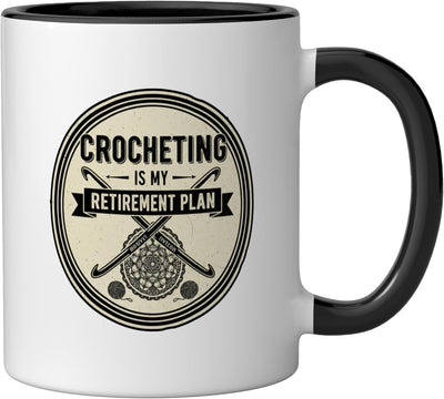 Taza Cerámica para Amantes del Ganchillo Negro/Blanco