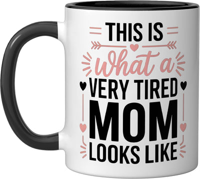 Taza para mamá muy cansada Día de la Madre con chiste corazón nuevo padre bebé