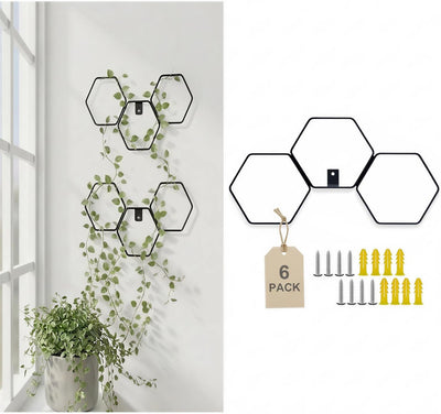 Enrejado pared metal soporte modular 6 pzas hexagonales