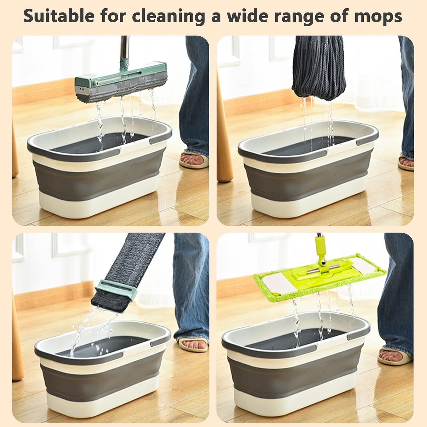 Cubo plegable con ruedas 14L para limpieza hogar camping RV