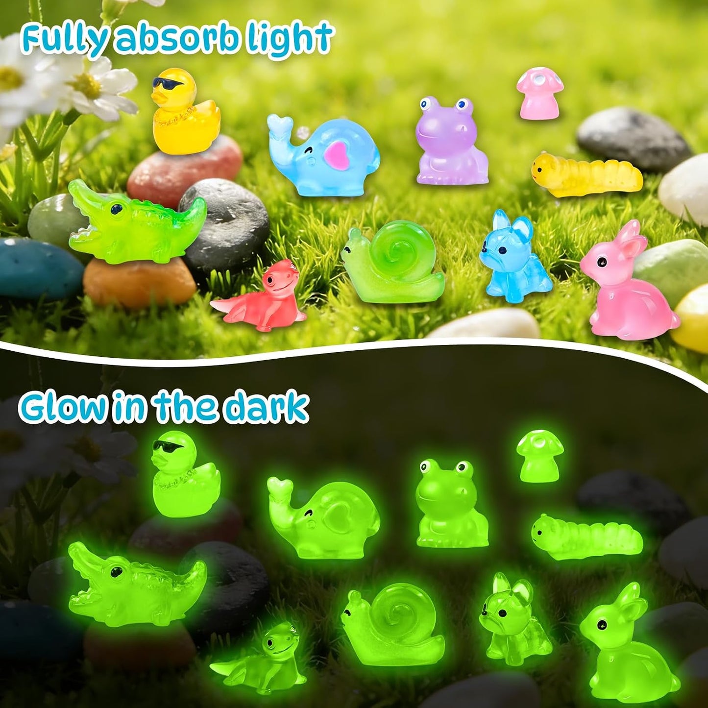 Figuras resina animales luminosas miniatura jardín hadas
