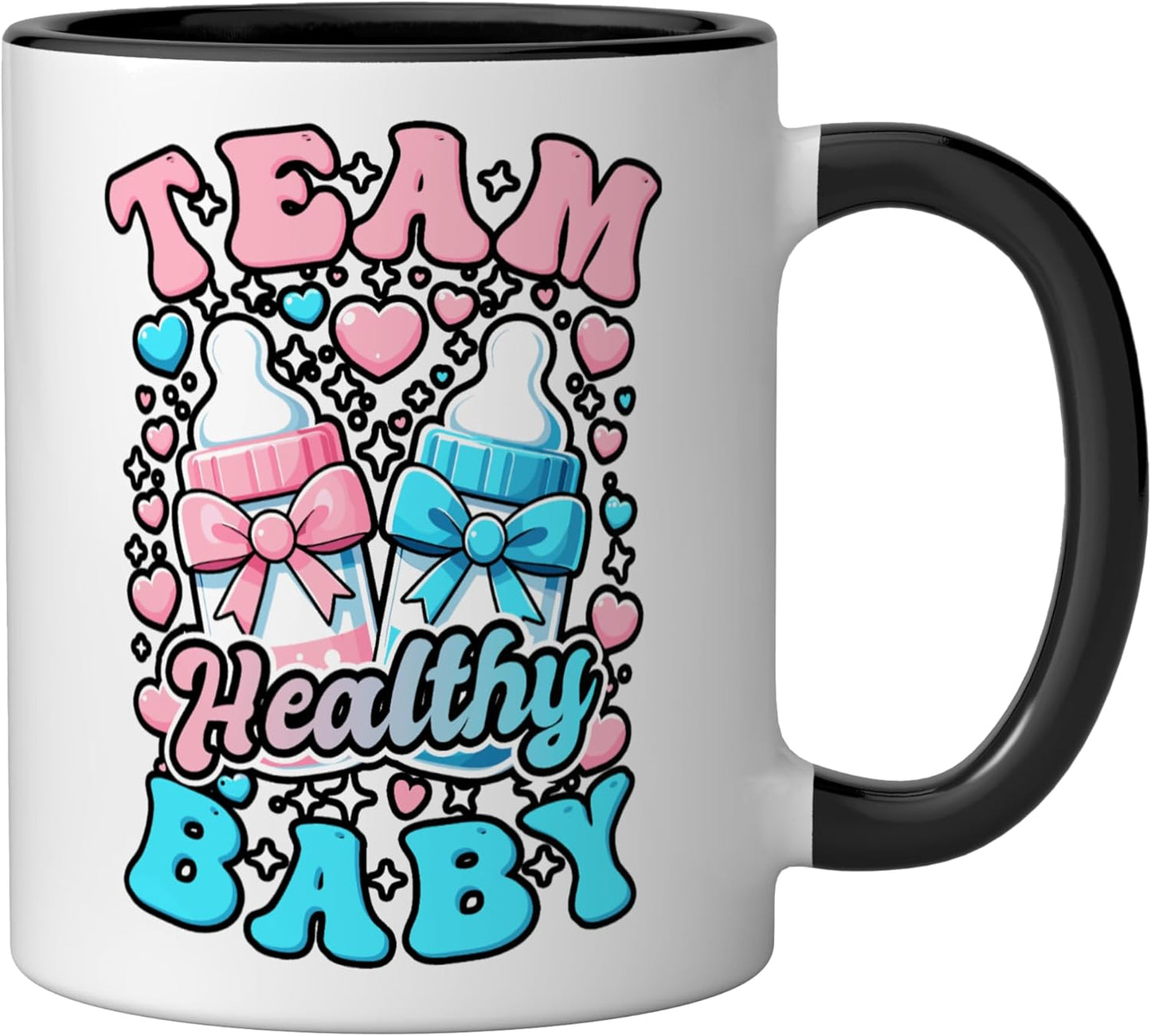 Taza cerámica para revelación de género Team Healthy Baby negro/blanco
