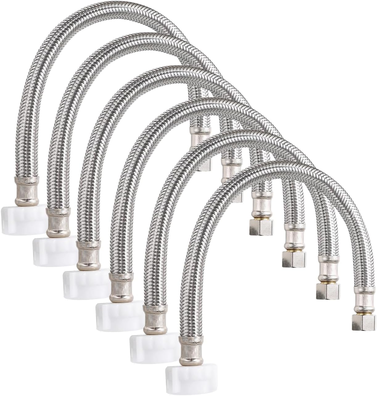 6 Tubos agua inodoro 12pulg comp 7/8" BC trenzada