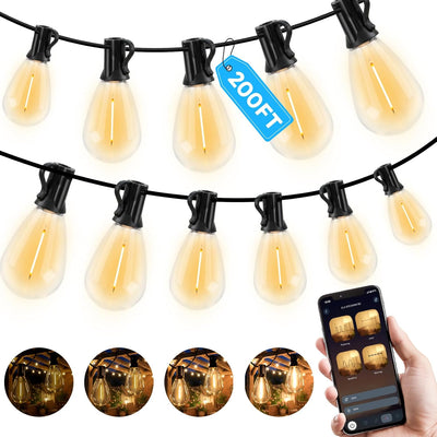 Tira luces LED patio 200ft impermeable control remoto