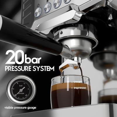 Cafetera Espresso 20 Bar Acero Inox Prensa Visible