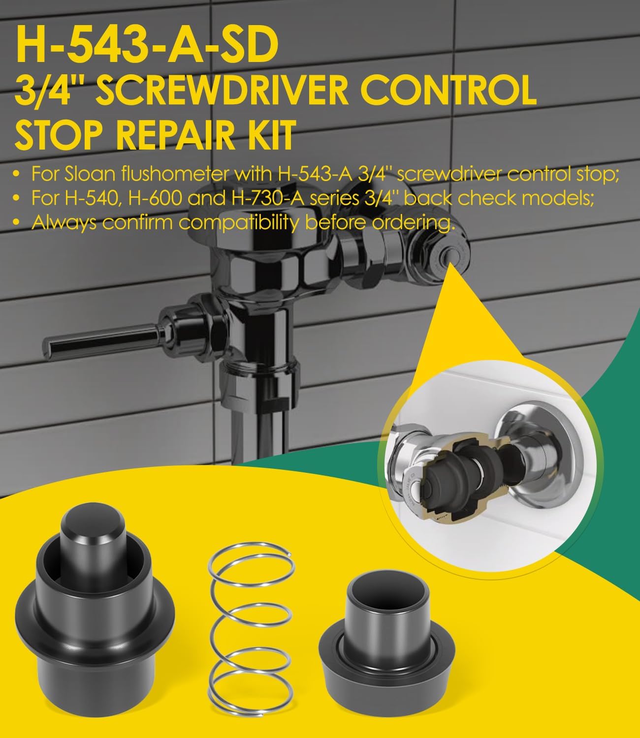 Kit reparación parada destornillador 3/4 pulg Sloan H-540 H-600