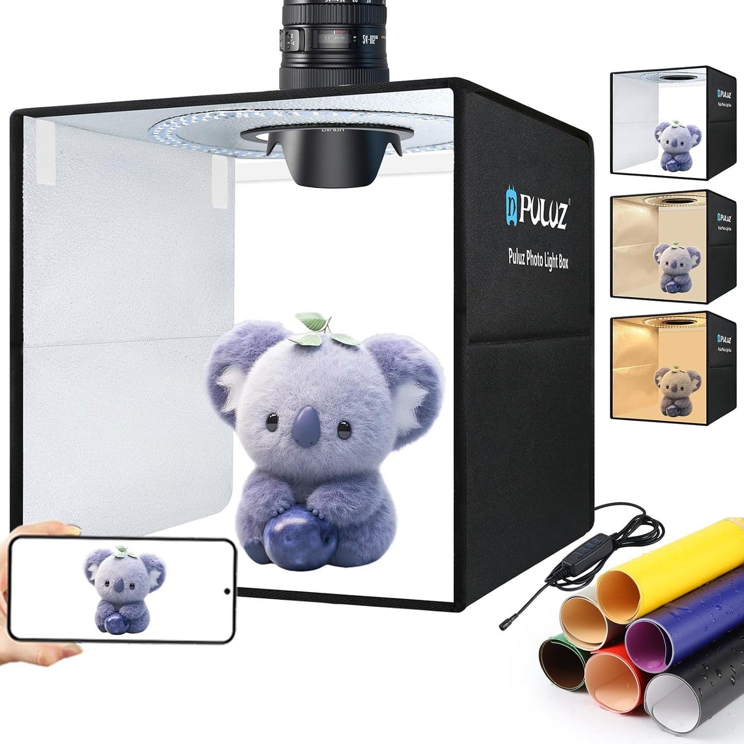 Caja luz portátil plegable 16pulg LED 12 colores