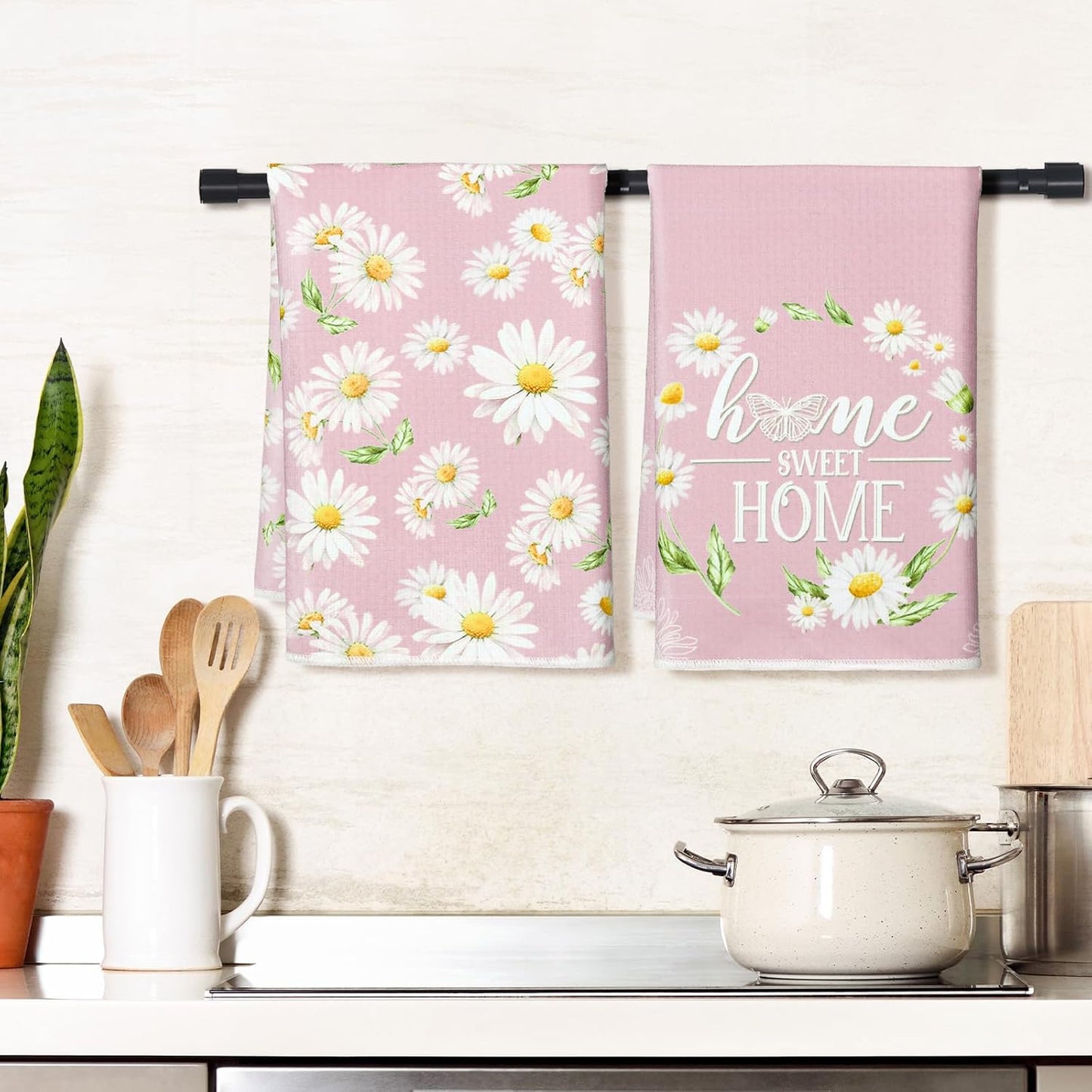 Paños de cocina florales Honoson color rosa absorbentes