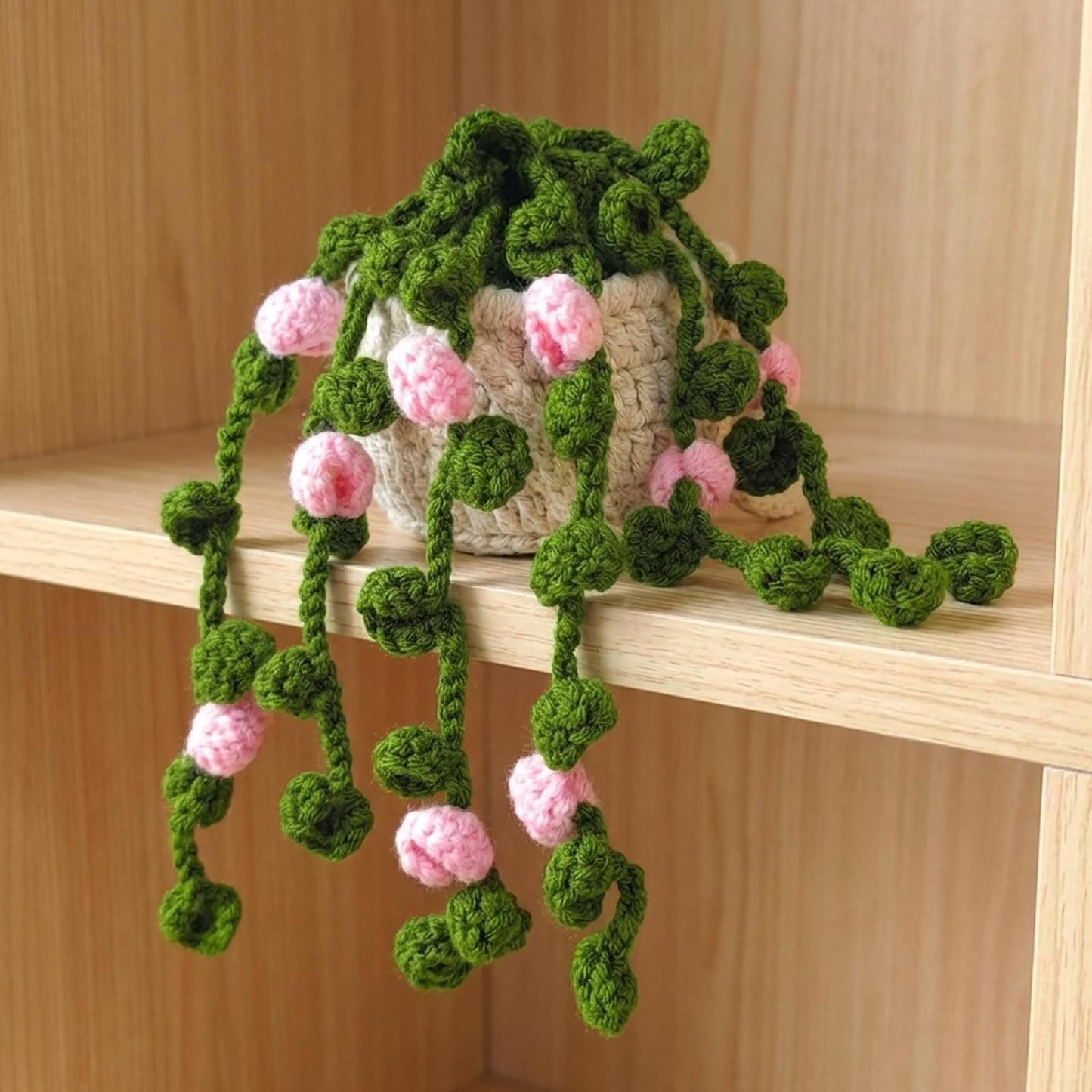 Cesta colgante plantas ganchillo para espejo coche decoración boho