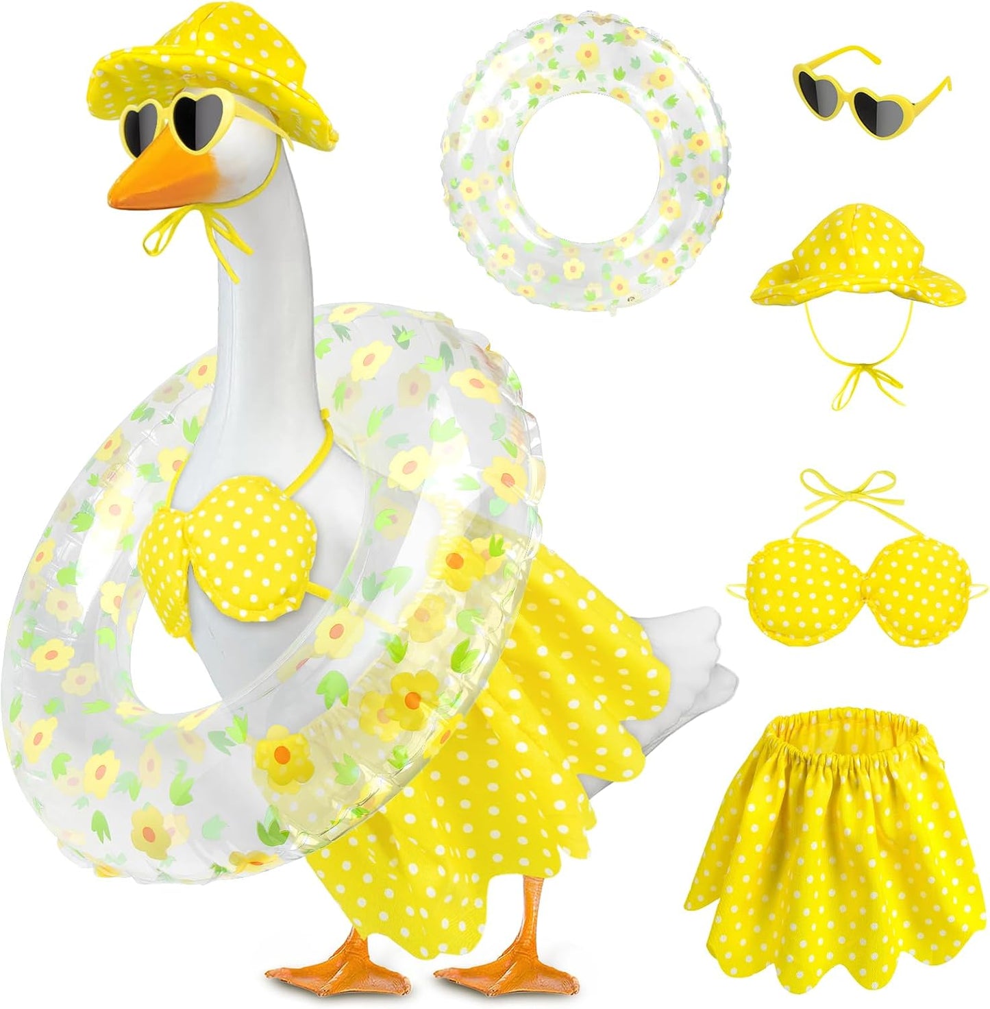 Traje ganso hawaiano con gafas y guirnalda 23x17plastico