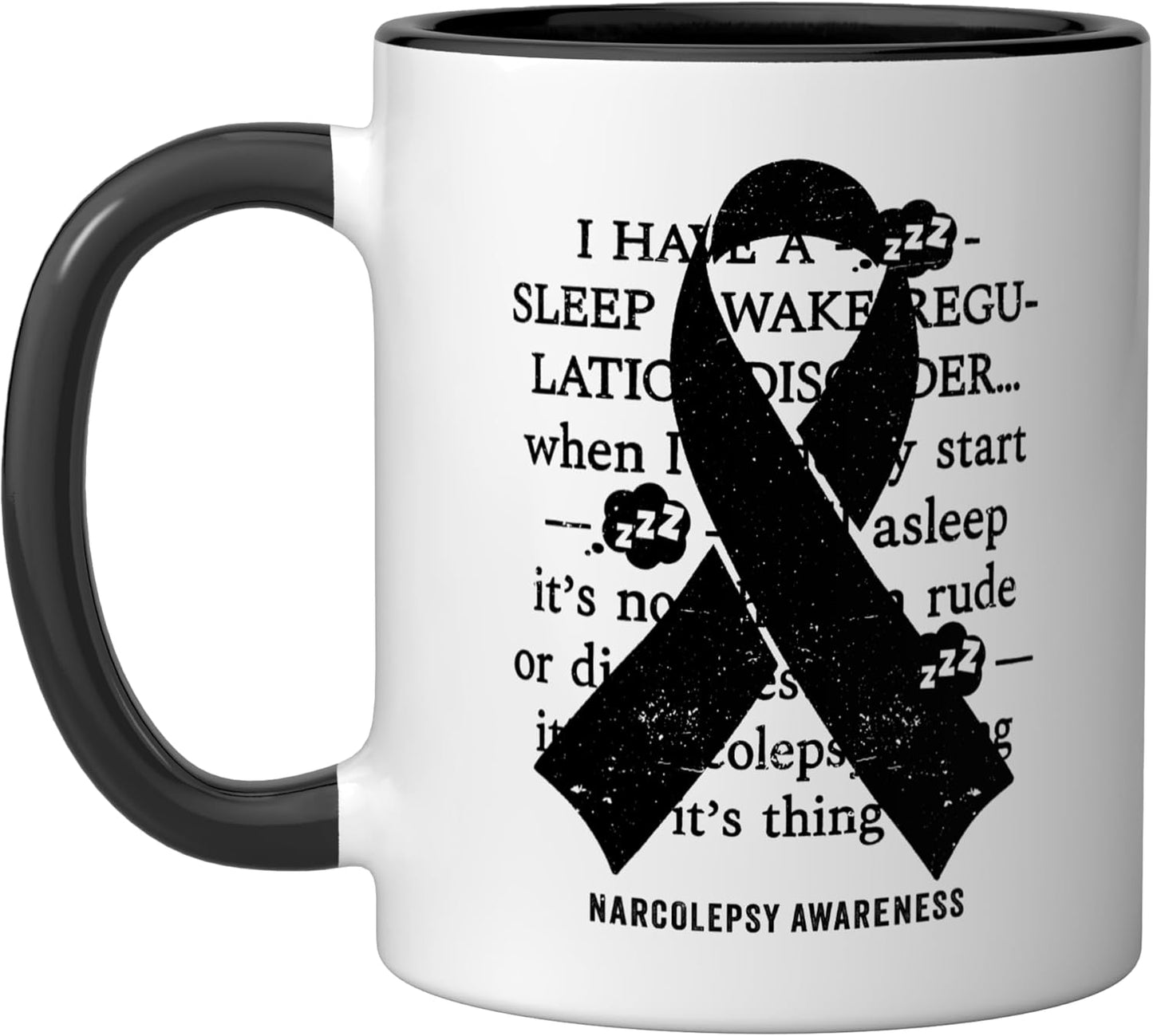 Taza cerámica Narcolepsy Warrior negra/blanca