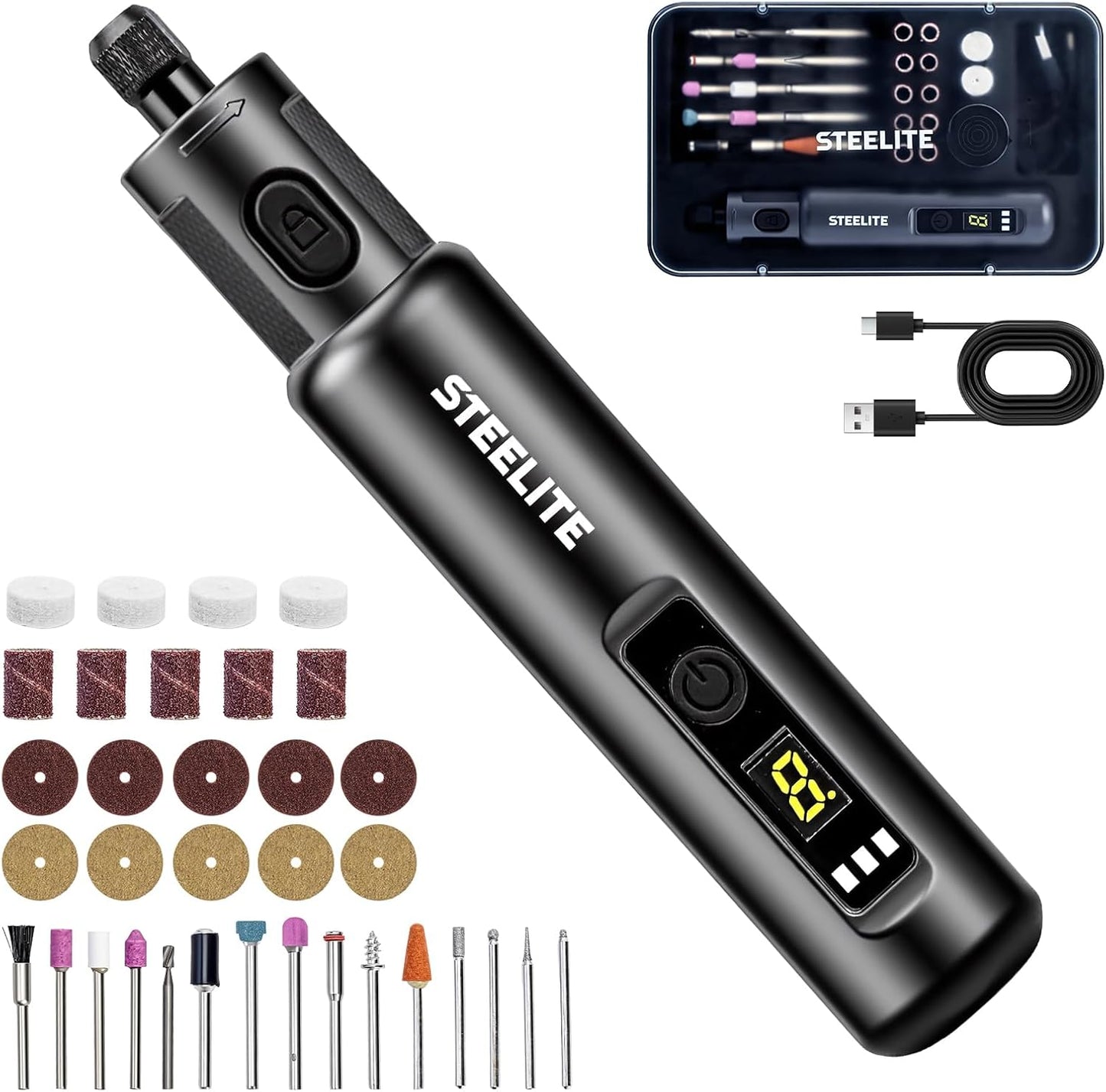 Herramienta giratoria inalámbrica 3.7V con 50 accesorios USB