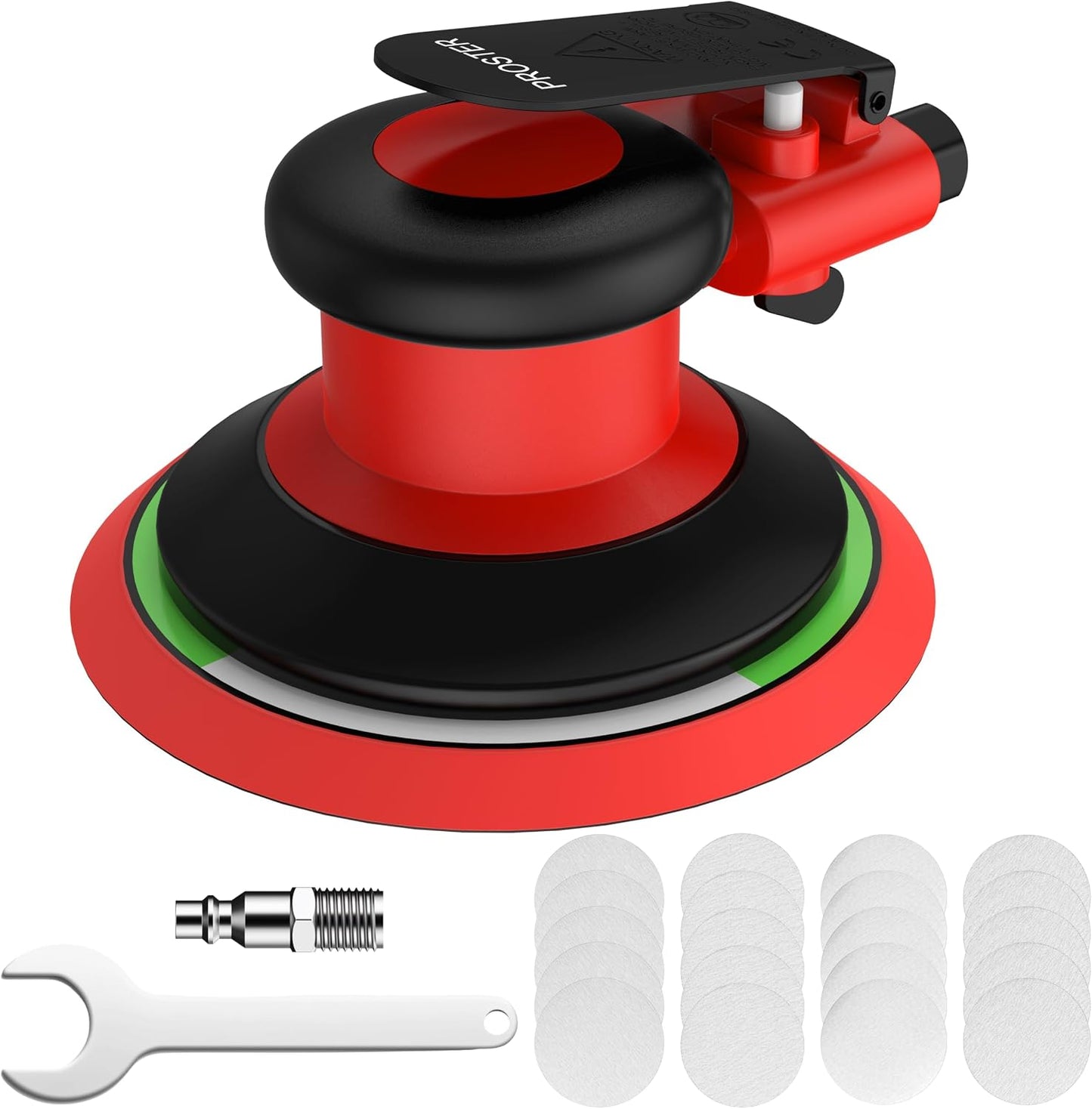 Kit lijadora orbital neumática 12000rpm 20pzas papel lija 80-320