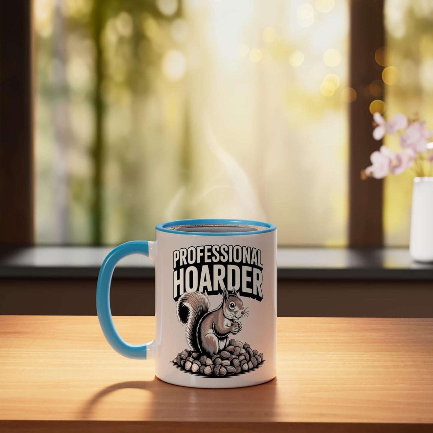 Taza Cerámica Humor Squirrel Colectora Azul/Blanco