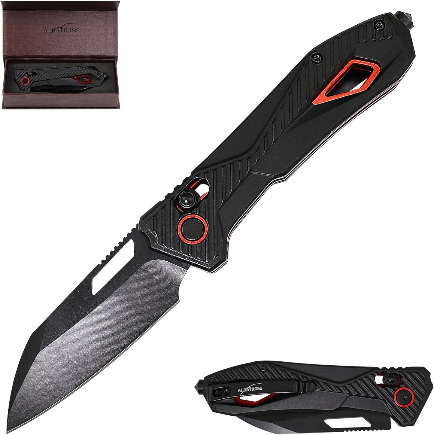 Cuchillo plegable EDC para hombre con hoja negra 2.7pulg