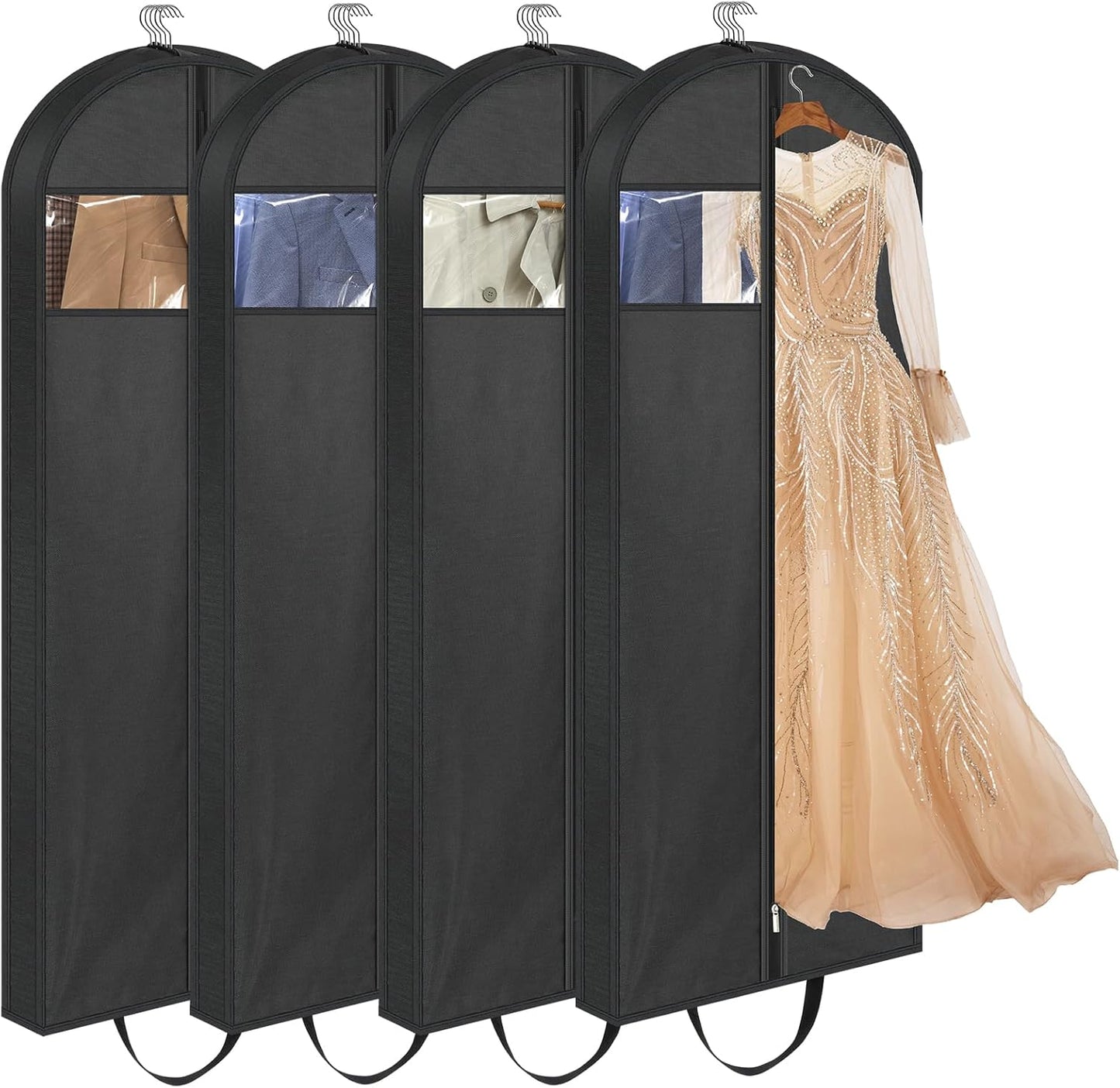 4 Pzas Bolsas para Ropa Viaje 65 Pulg Negro