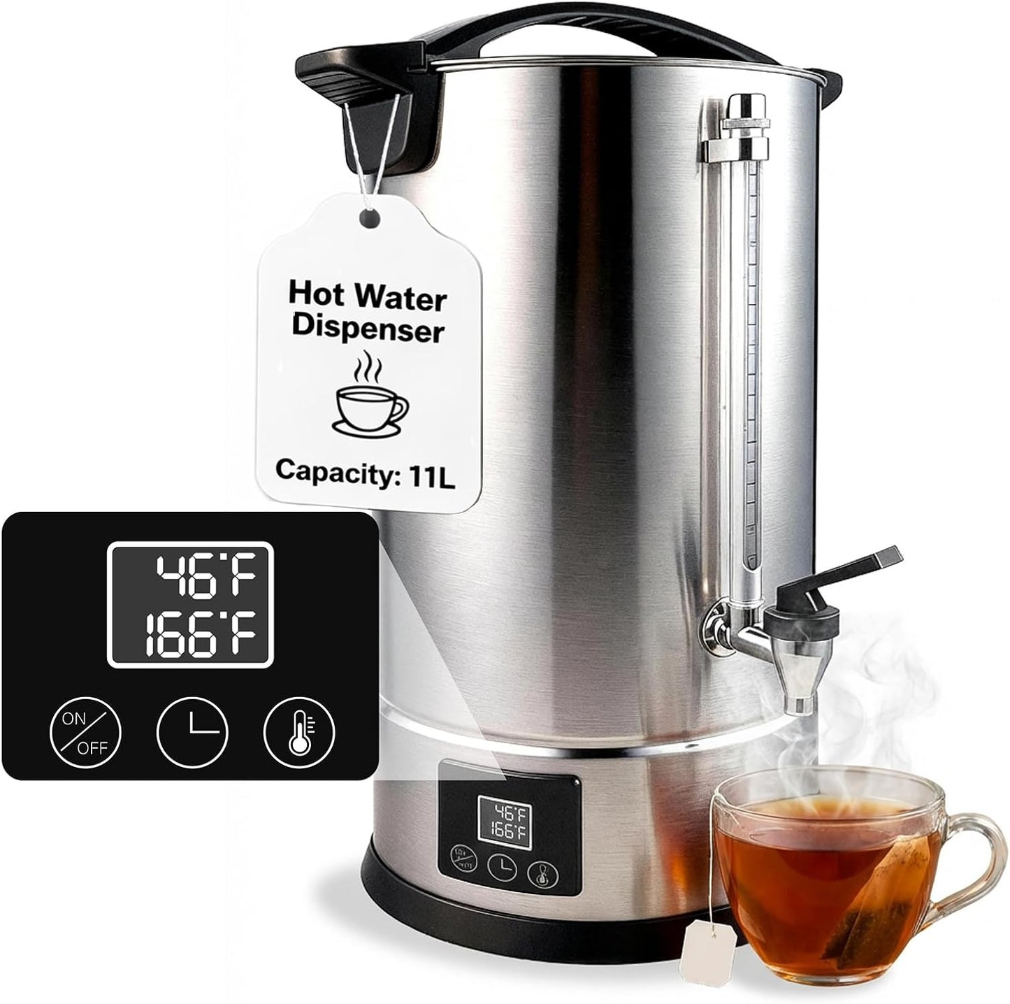 Dispensador agua caliente acero inox 11L control digital