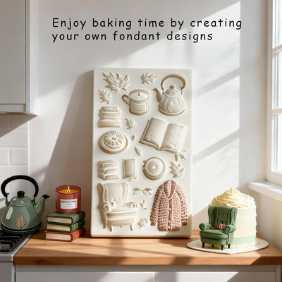 Molde de silicona para suéter de hoja de arce otoñal y decoración de cupcakes