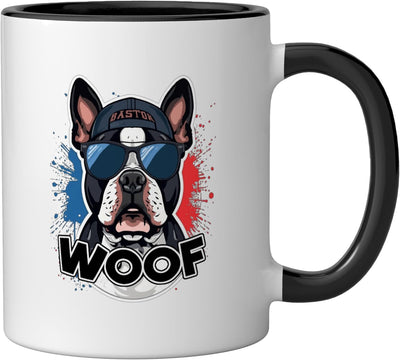Taza cerámica para perros boston terrier con mensaje sarcástico negro/blanco