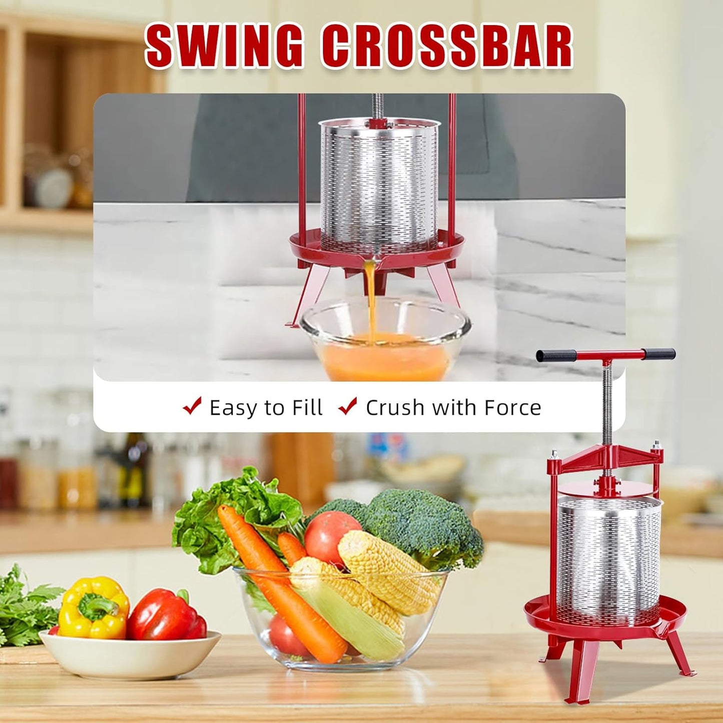 Prensa manual acero inox 3.69gal extractor jugo y aceite