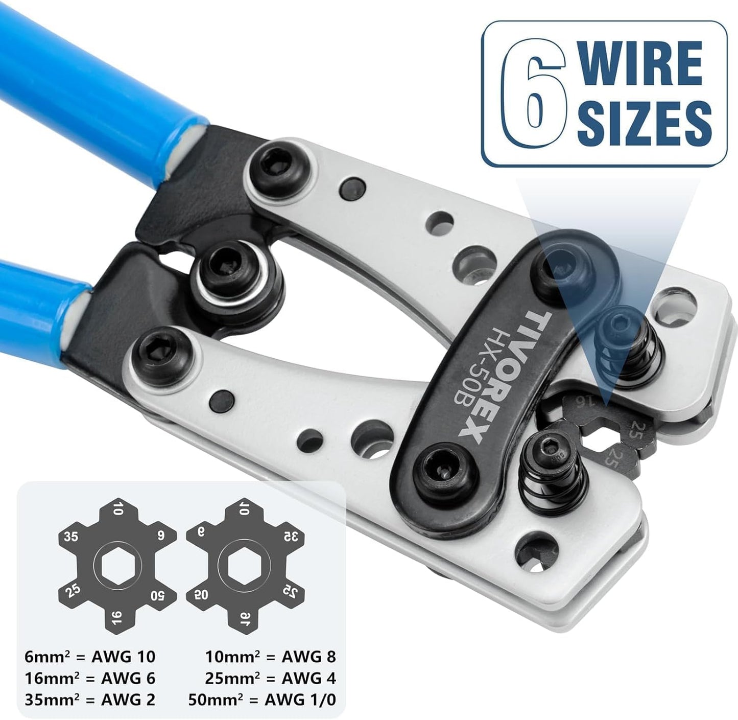 Herramienta crimpado AWG 10-1/0 con cortadores y tubos