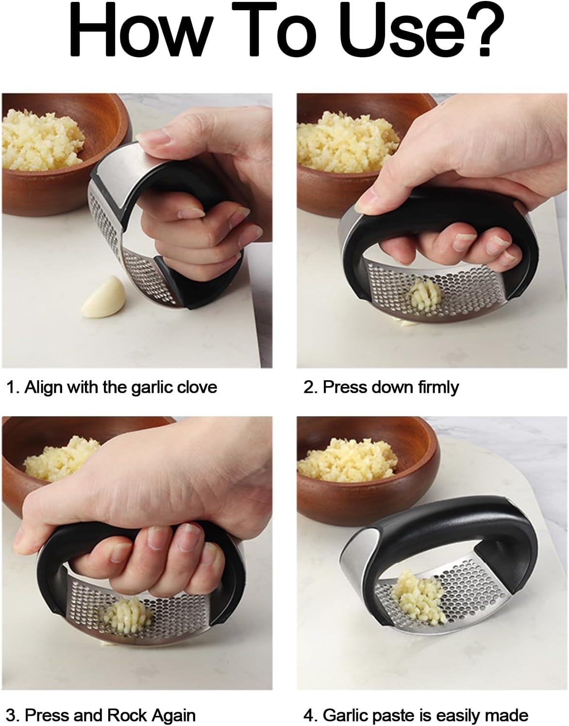 Molinillo de ajo de acero inoxidable ergonómico para cocina