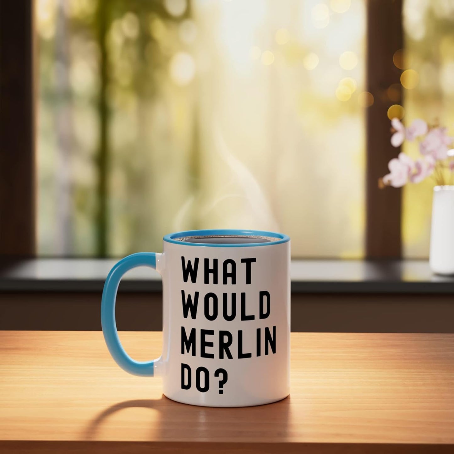 Taza cerámica What Would Merlin Do Azul/Blanco