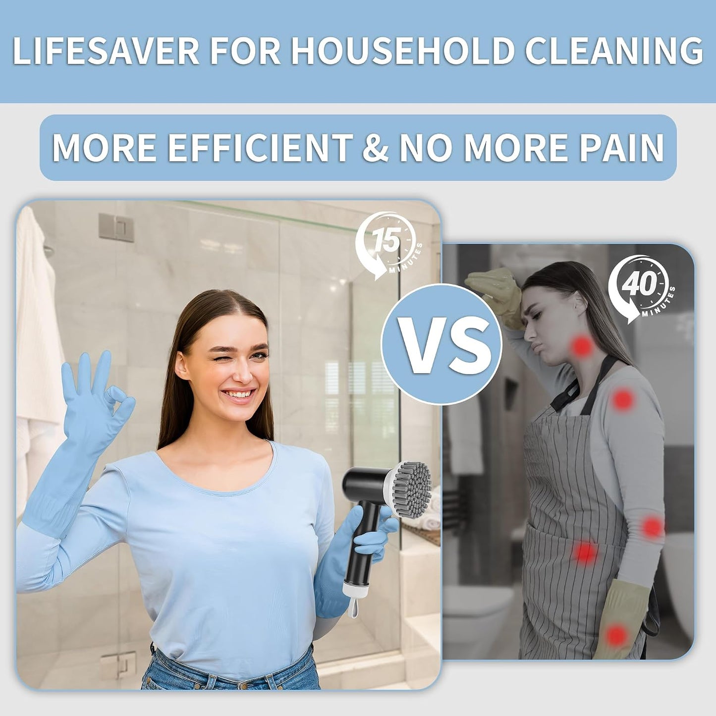 Limpiador inalámbrico 3 cepillos recargable baño cocina