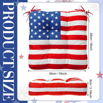 4 Pzas Cojines Silla Bandera Americana para Terraza 19x19pulg