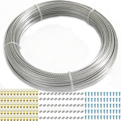 Kit alambre trenzado 110pies 60 ganchos anillo S para cuadros