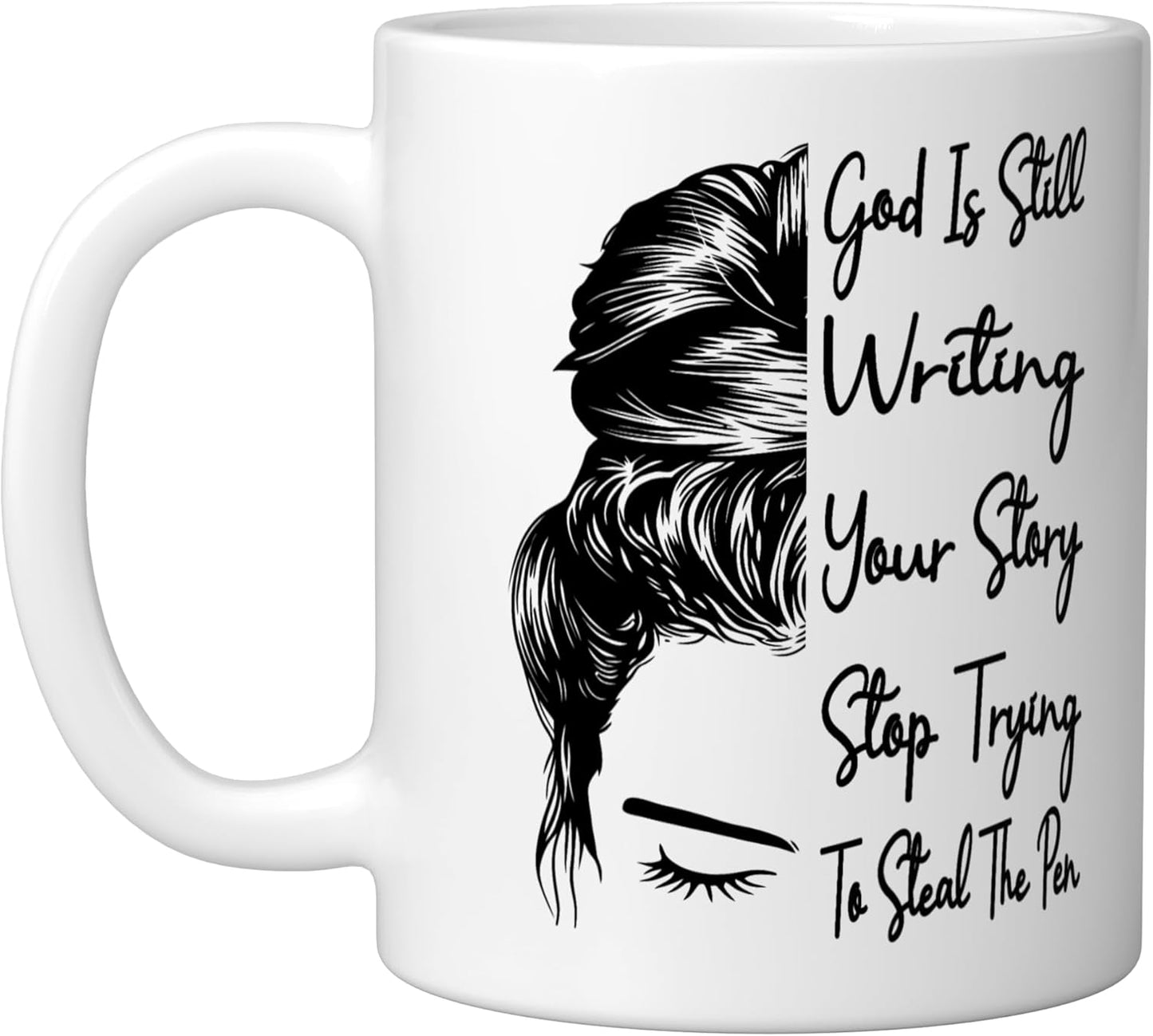 Taza de cerámica God Is Still Writing Your Story en blanco